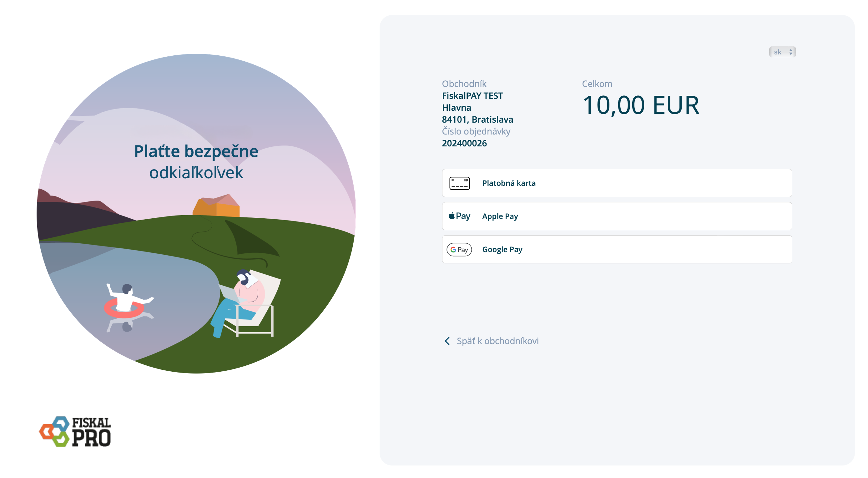 figure: Payment gateway UI - select payment method
