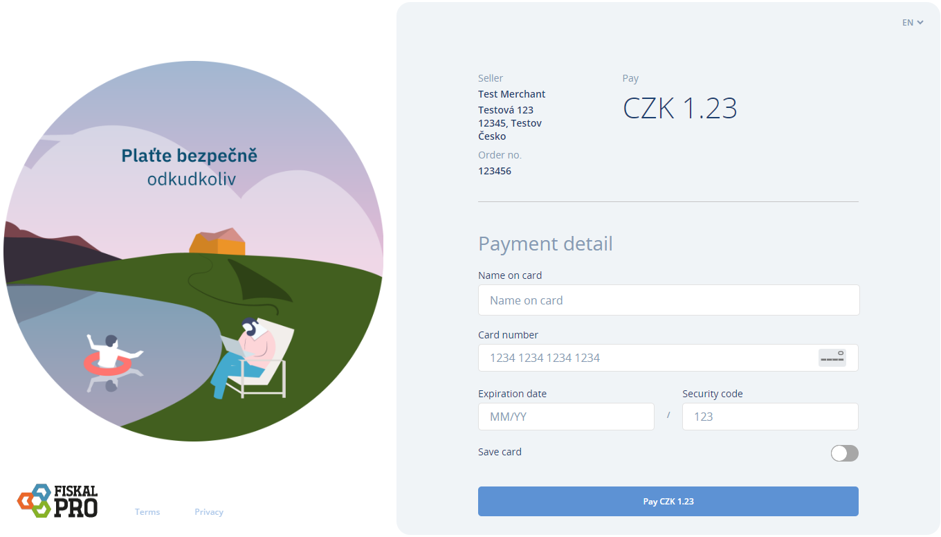 figure: Payment gateway UI - pay by card